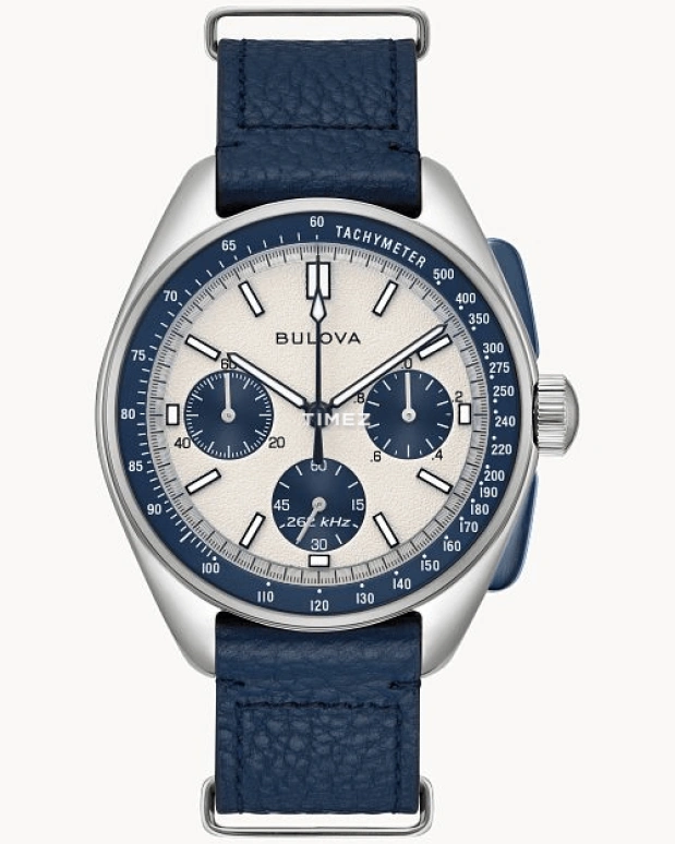 Bulova,Lunar Pilot 43.50mm,43.50mm,Stainless Steel,White,Quartz,Chronograph,Sapphire,Crystal Glass,98K112