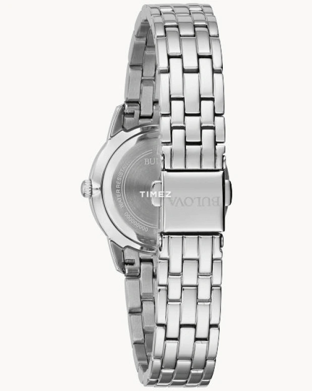 Bulova,Crystal 27mm,27mm,Stainless Steel,White,Quartz,Hardlex,Round,96X155