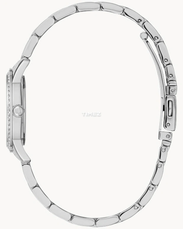 Bulova,Crystal 27mm,27mm,Stainless Steel,White,Quartz,Hardlex,Round,96X155