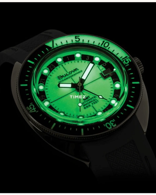 Bulova,Oceanographer 41mm,41mm,Stainless Steel,White,Automatic,Day,Dule Time,GMT,98B407