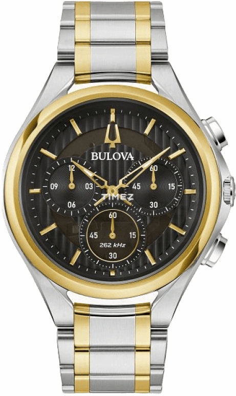 Bulova,Curv 44mm,44mm,Stainless Steel,Black,Quartz,Chronograph,Sapphire,Crystal Glass,98A301