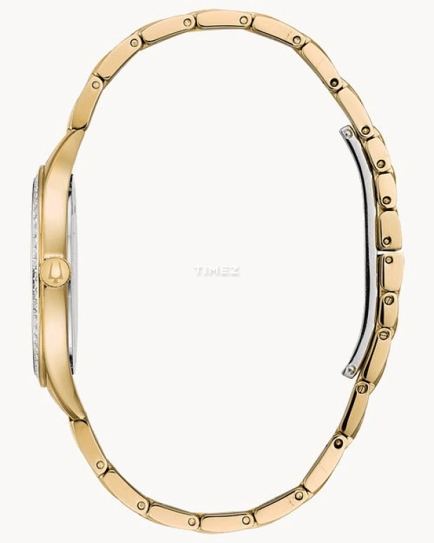 Bulova,Crystal 32mm,32mm,Stainless Steel,White,Quartz,Hardlex,Round,98X119