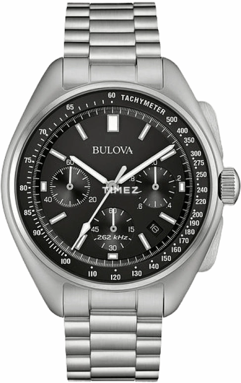Bulova,Lunar Pilot 45mm,45mm,Stainless Steel,Black,Quartz,Chronograph,Day,96B258