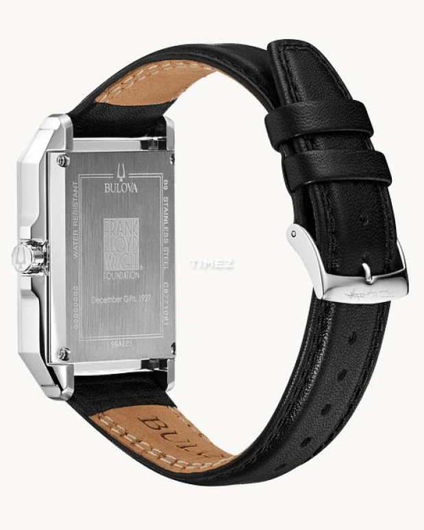 Bulova,December Gifts 35mm,35mm,Stainless Steel,Black,Quartz,Hardlex,Square,96A223