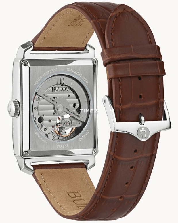 Bulova,Sutton 33mm,33mm,Stainless Steel,Silver White,Automatic,Hardlex,Square,96A268