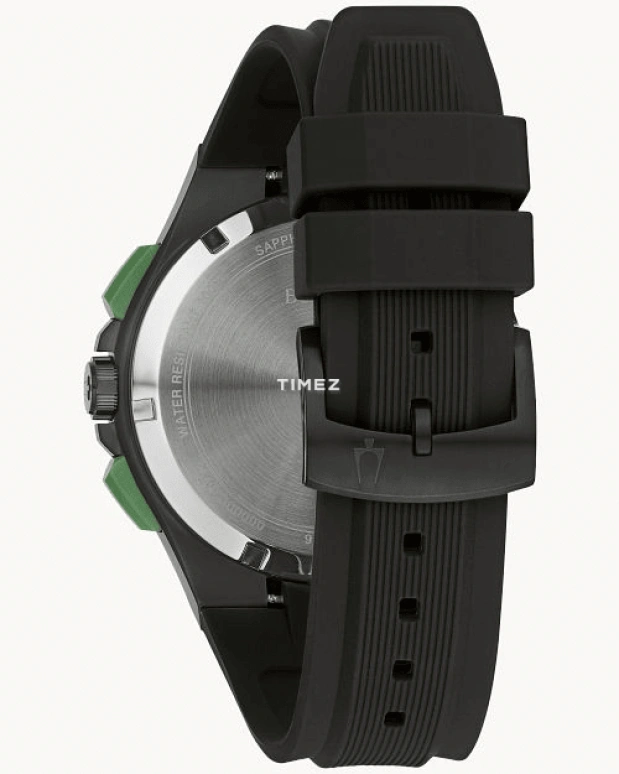 Bulova,Maquina 46mm,46mm,Stainless Steel,Black,Quartz,Chronograph,Day,98B381