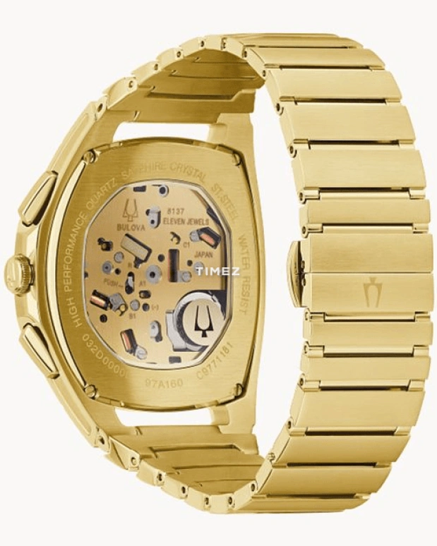 Bulova,Curv 42mm,42mm,Stainless Steel,Champagne,Quartz,Chronograph,Sapphire,Crystal Glass,97A160