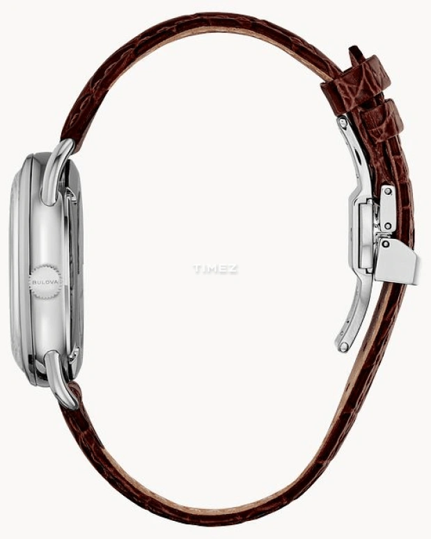 Bulova,Commodore 34.40mm,34.40mm,Stainless Steel,Brown,Automatic,Day,Sapphire,Crystal Glass,96M154