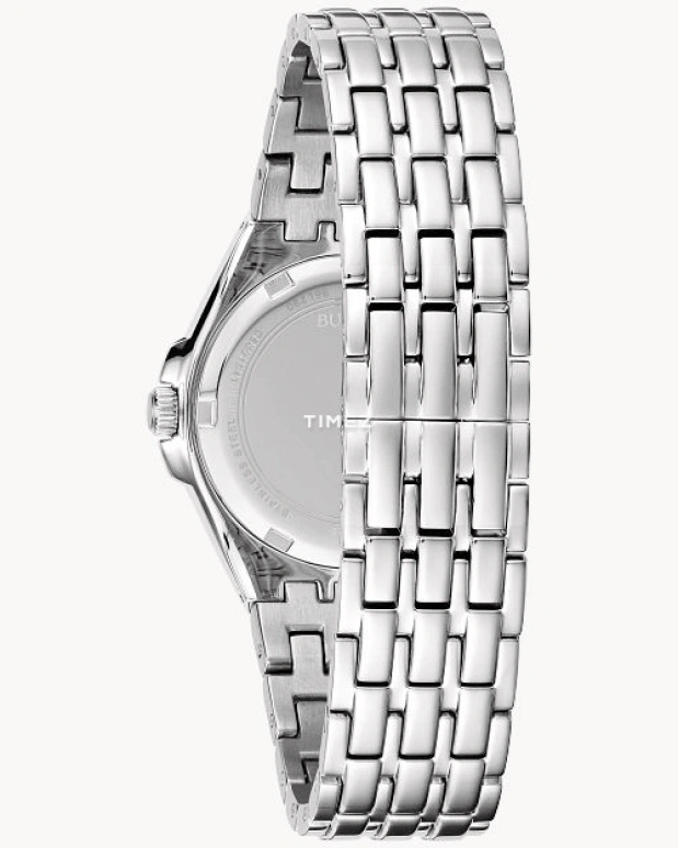 Bulova,Crystal 32mm,32mm,Stainless Steel,Blue,Quartz,Hardlex,Round,96L290