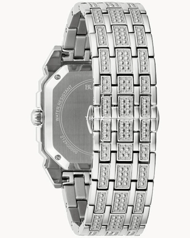 Bulova,Octava 40mm,40mm,Stainless Steel,Silver White,Quartz,Hardlex,Octagon,96A285