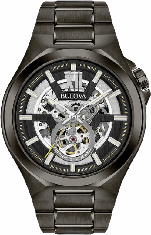 Bulova,Maquina 46mm,46mm,Stainless Steel,Black,Automatic,Sapphire,Crystal Glass,Round,98A179
