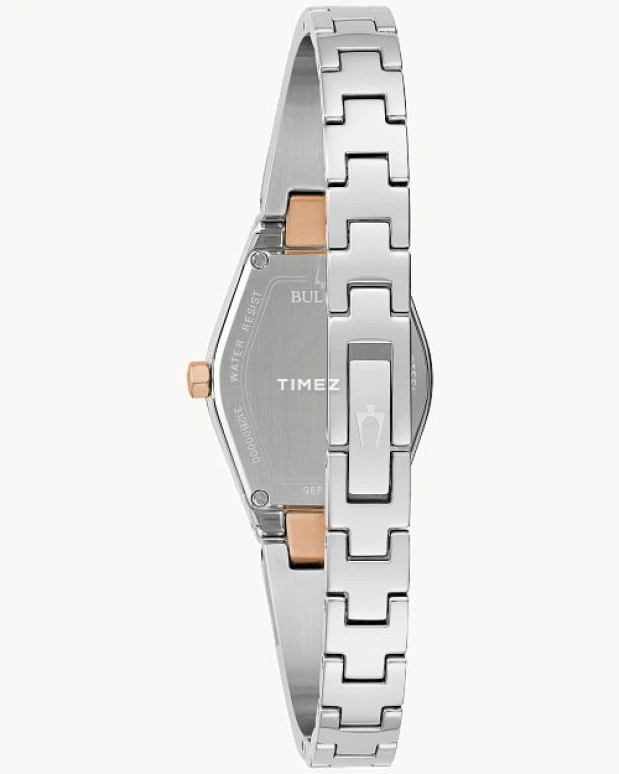 Bulova,Gemini 22.50mm,22.50mm,Stainless Steel,Black,Quartz,Hardlex,Tonneau,98P216