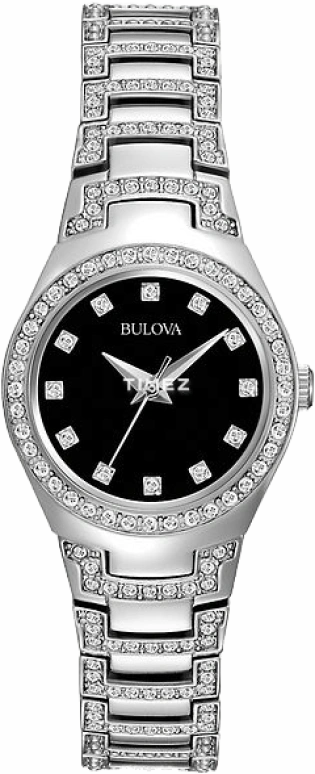 Bulova,Crystal 24.50mm,24.50mm,Stainless Steel,Black,Quartz,Hardlex,Round,96L170