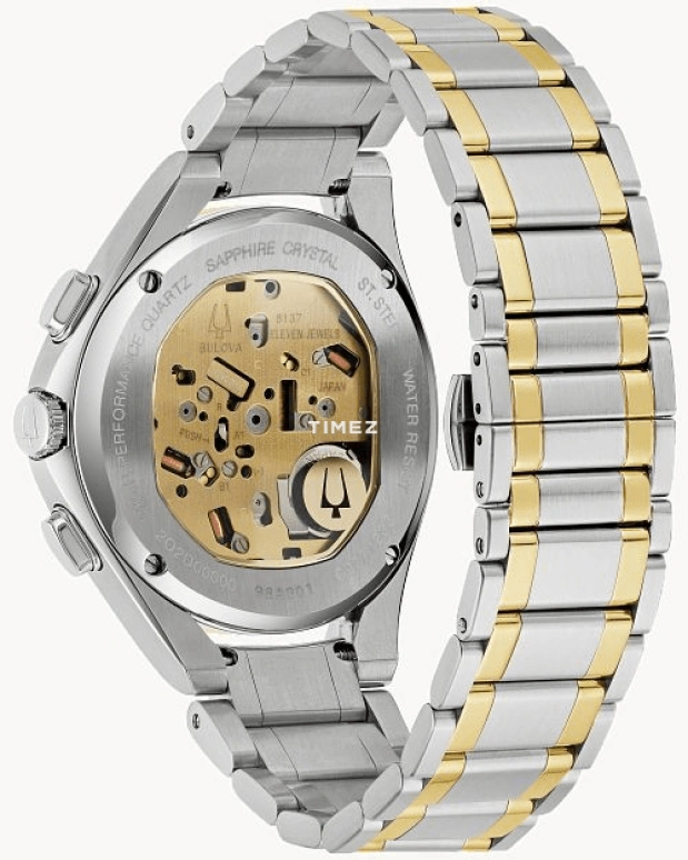 Bulova,Curv 44mm,44mm,Stainless Steel,Black,Quartz,Chronograph,Sapphire,Crystal Glass,98A301