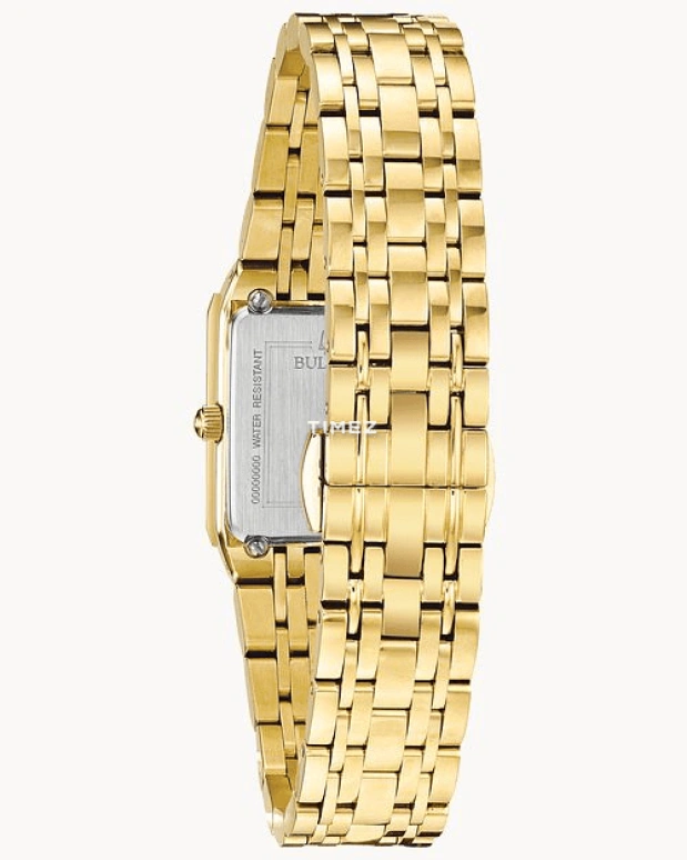 Bulova,Quadra 20.50mm,20.50mm,Stainless Steel,Champagne,Quartz,Hardlex,Square,97P140