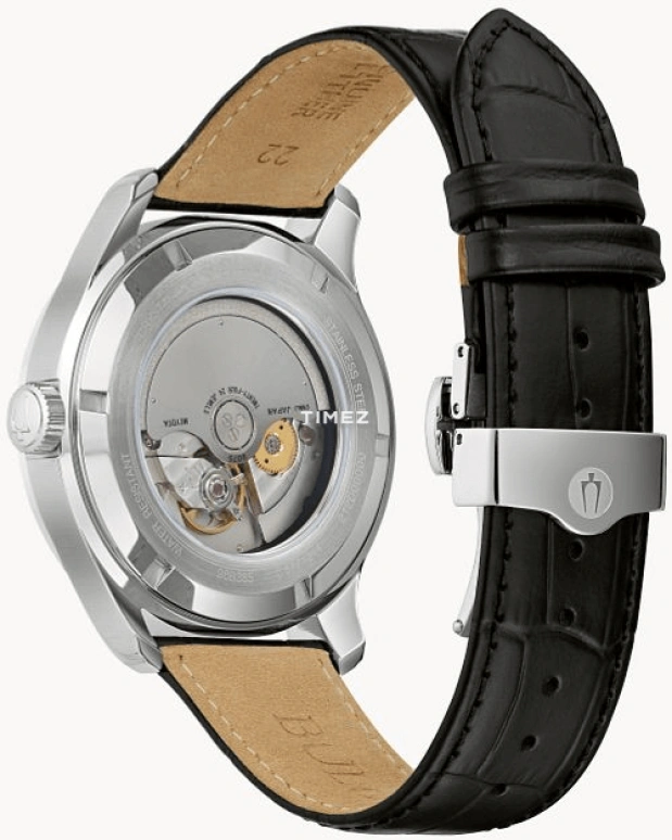 Bulova,Wilton GMT 43mm,43mm,Stainless Steel,Blue,Automatic,Day,Dule Time,GMT,96B385