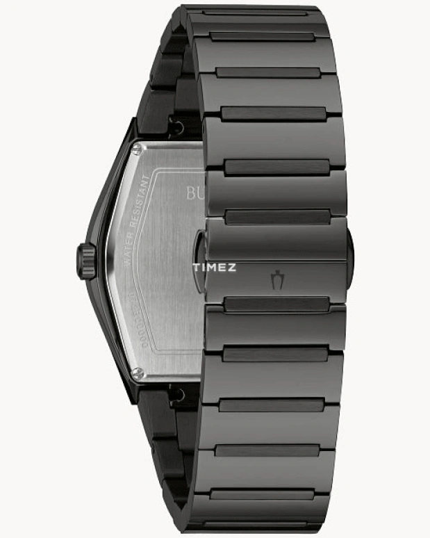Bulova,Gemini 40mm,40mm,Stainless Steel,Black,Quartz,Hardlex,Tonneau,98D177