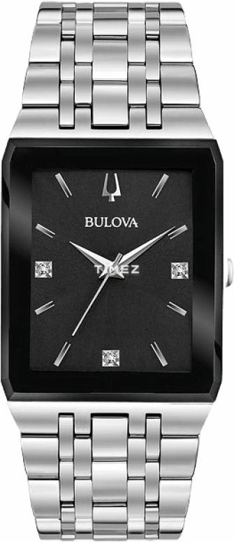 Bulova,Quadra 30.50mm,30.50mm,Stainless Steel,Black,Quartz,Hardlex,Square,96D145
