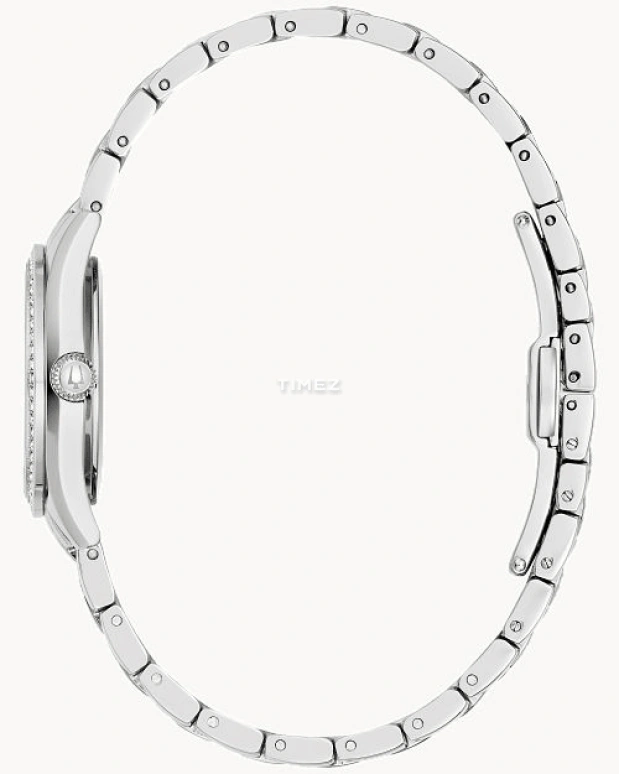 Bulova,Crystal 28.50mm,28.50mm,Stainless Steel,Crystal,White,Quartz,Hardlex,Round,96L311