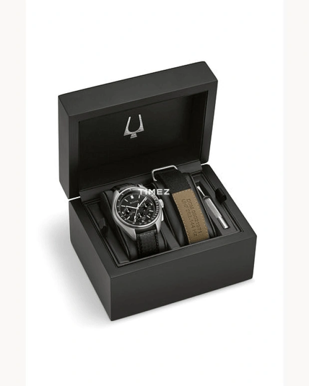 Bulova,Lunar Pilot 45mm,45mm,Stainless Steel,Black,Quartz,Chronograph,Day,96B251
