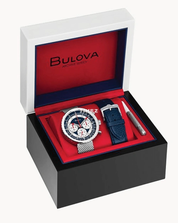 Bulova,Chronograph 46mm,46mm,Stainless Steel,Blue,White,Quartz,Chronograph,Sapphire,Crystal Glass,96K101