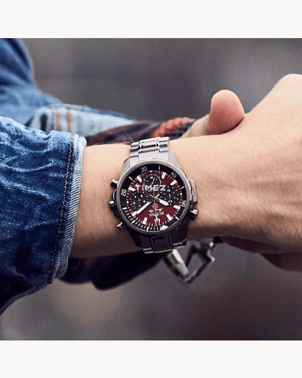 Bulova,Marine Star 43mm,43mm,Stainless Steel,Red,Quartz,Chronograph,Day,98B350