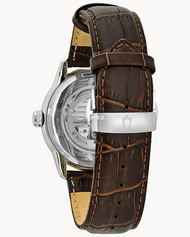 Bulova,Sutton 42mm,42mm,Stainless Steel,Brown,Silver,Automatic,Hardlex,Round,96A120