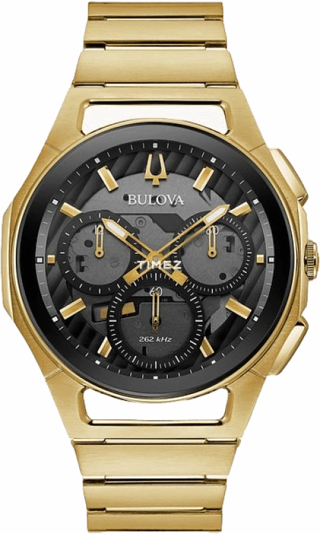 Bulova,Curv 44mm,44mm,Stainless Steel,Black,Grey,Quartz,Chronograph,Sapphire,Crystal Glass,97A144