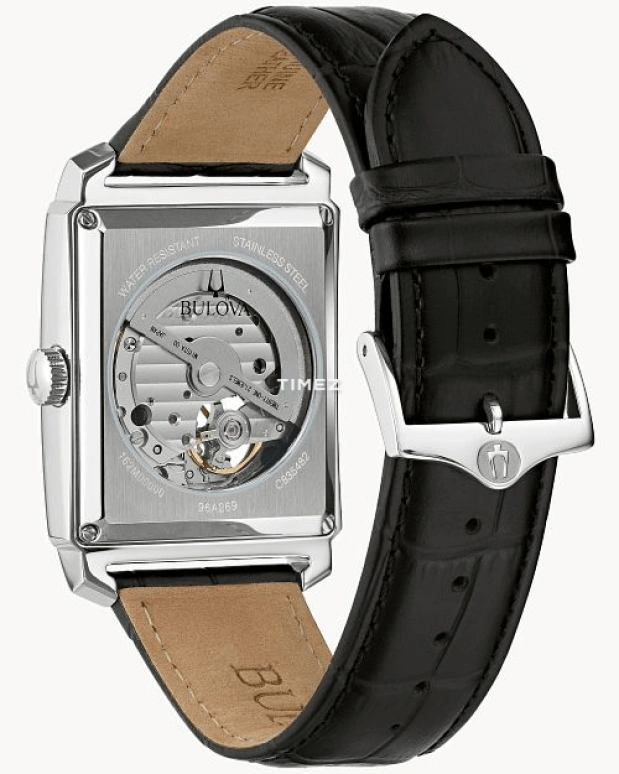 Bulova,Sutton 33mm,33mm,Stainless Steel,Black,Automatic,Hardlex,Rectangular,96A269