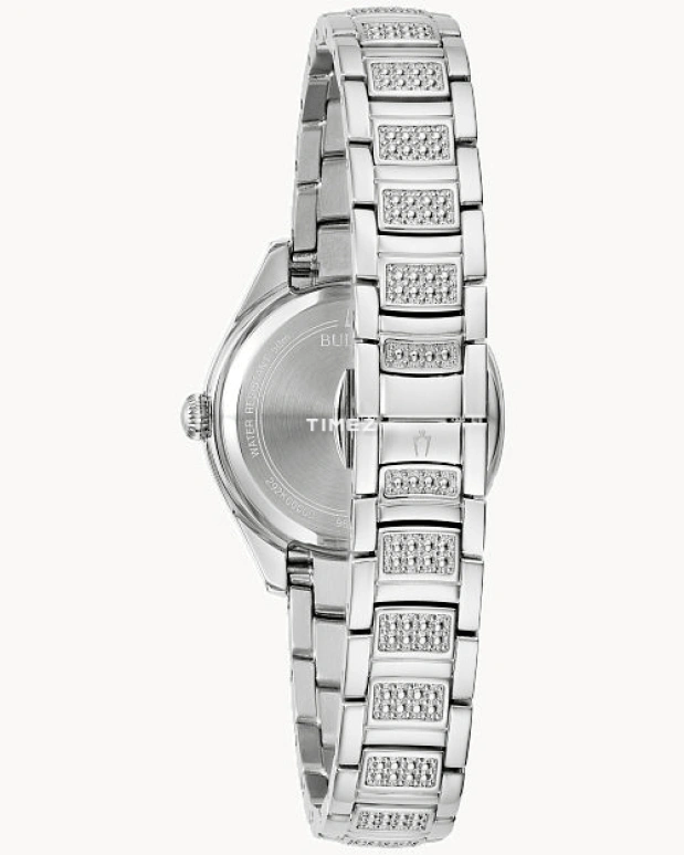 Bulova,Crystal 28.50mm,28.50mm,Stainless Steel,Crystal,White,Quartz,Hardlex,Round,96L311