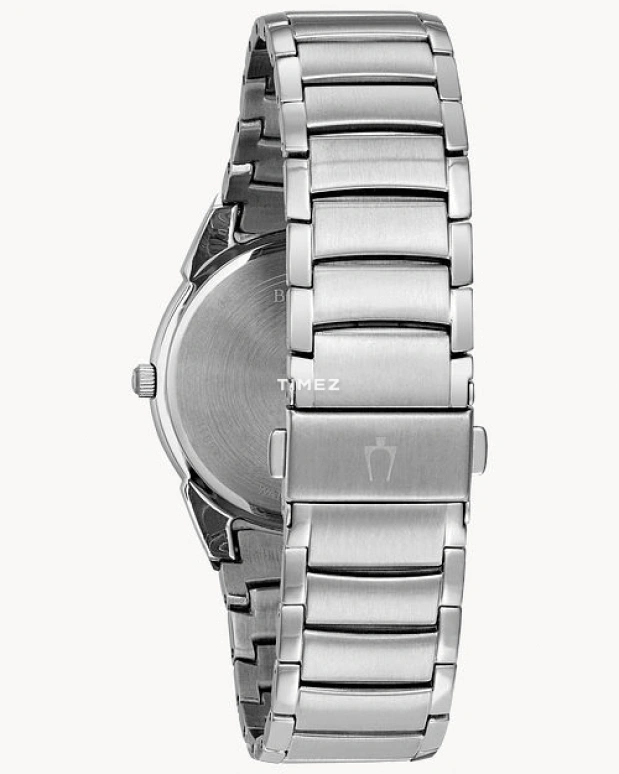 Bulova,Classic 38mm,38mm,Stainless Steel,Black,Quartz,Day,Hardlex,96B149