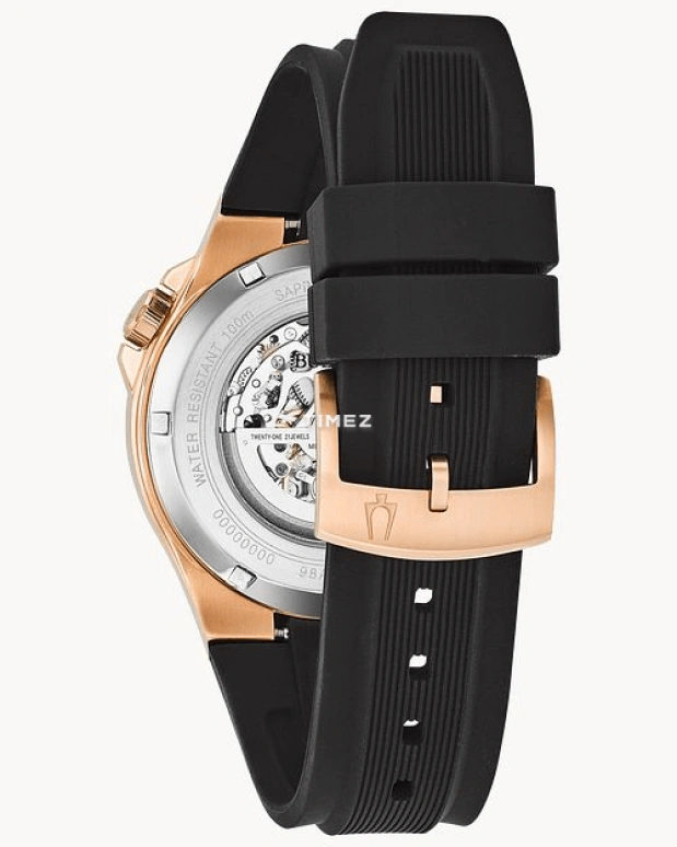 Bulova,Maquina 46mm,46mm,Stainless Steel,Black,Automatic,Sapphire,Crystal Glass,Round,98A177