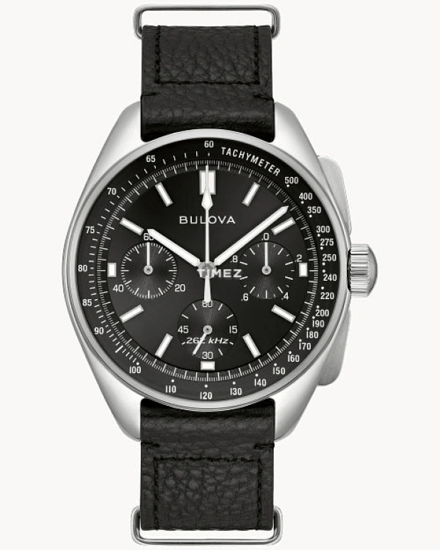 Bulova,Lunar Pilot 43.50mm,43.50mm,Stainless Steel,Black,Quartz,Chronograph,Sapphire,Crystal Glass,96K111