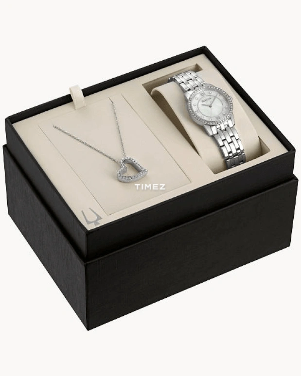 Bulova,Crystal 27mm,27mm,Stainless Steel,White,Quartz,Hardlex,Round,96X155