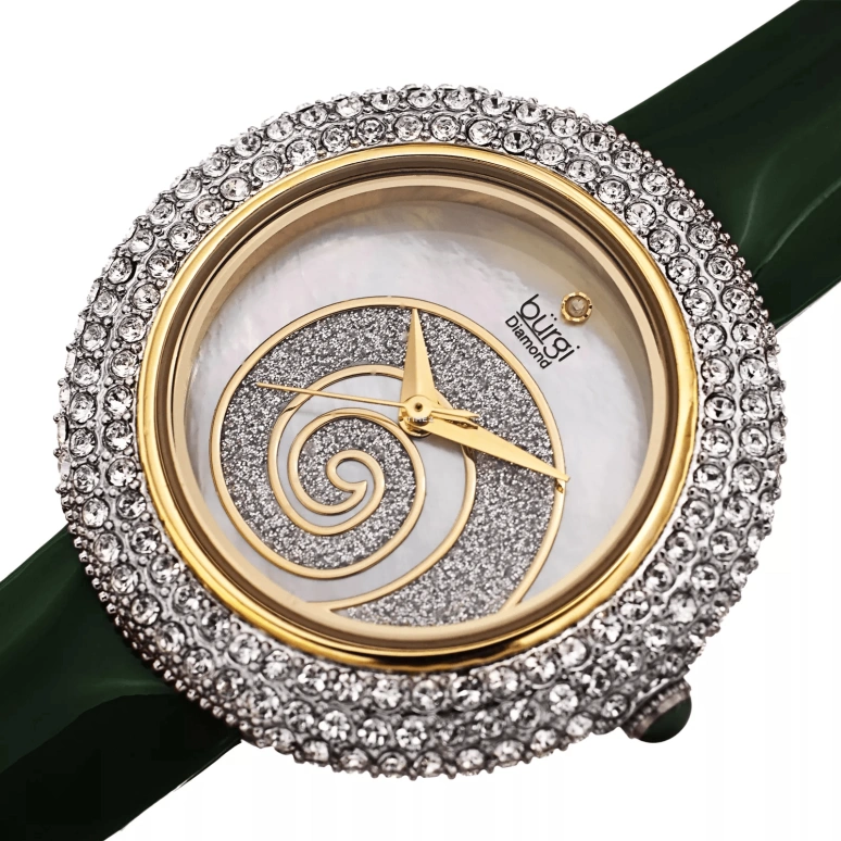 Burgi,Other 36mm,36mm,Brass,White,Quartz,Hardlex,Round,BUR209GN