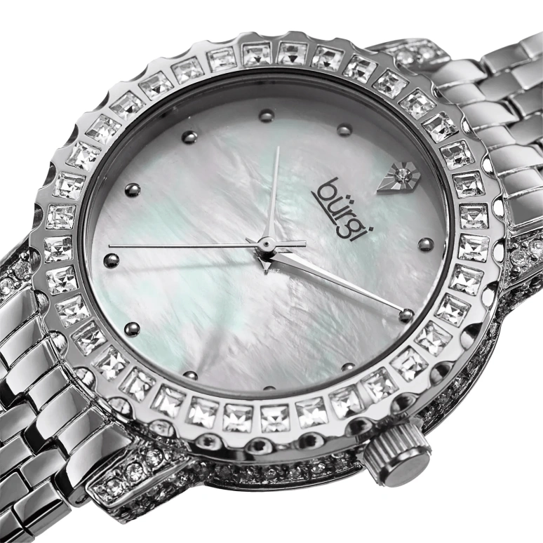 Burgi,Other 36mm,36mm,Brass,White,Quartz,Hardlex,Round,BUR176SS