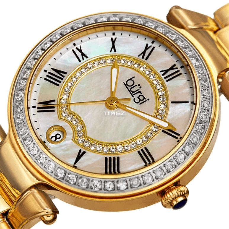 Burgi,Other 35mm,35mm,Stainless Steel,White,Quartz,Day,Hardlex,BUR165YG