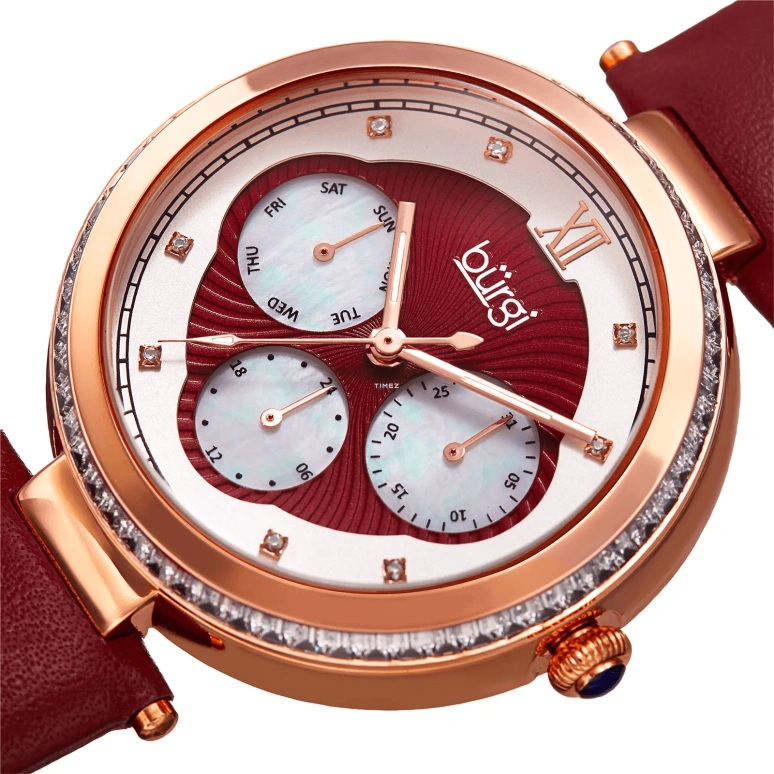 Burgi,Other 38mm,38mm,Composite,Red,White,Quartz,Date,Day,BUR182RD