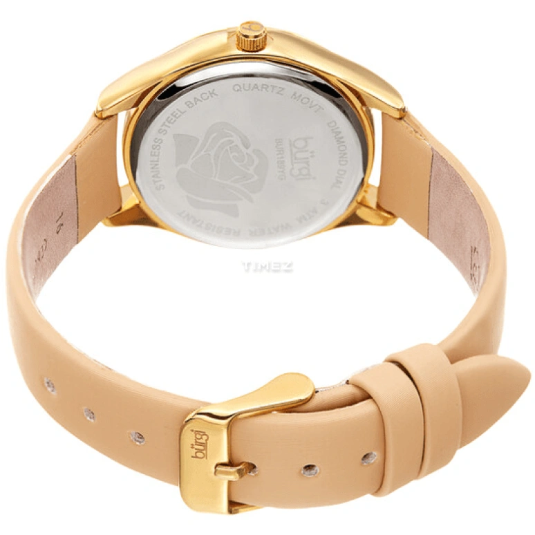 Burgi,Other 34mm,34mm,Composite,Champagne,Silver,Quartz,Hardlex,Round,BUR189YG