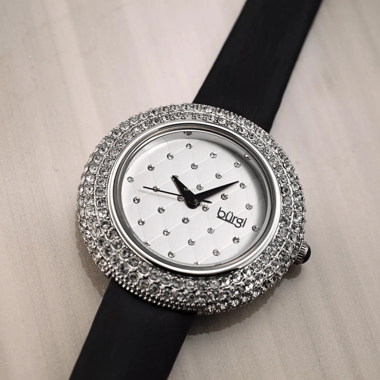 Burgi,Other 36mm,36mm,Brass,White,Quartz,Hardlex,Round,BUR207SSBK