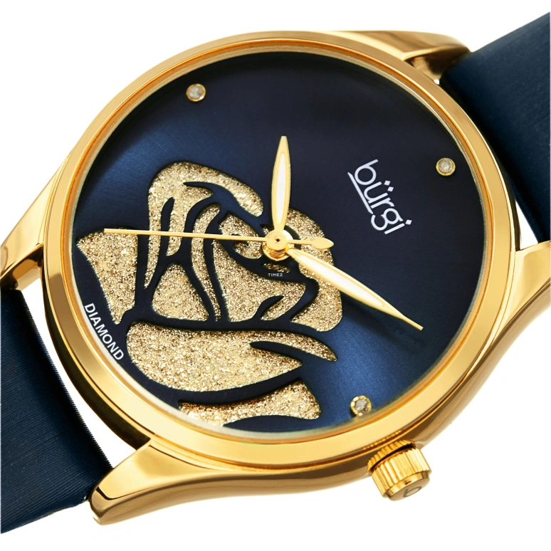 Burgi,Other 34mm,34mm,Composite,Blue,Gold,Quartz,Hardlex,Round,BUR189BU