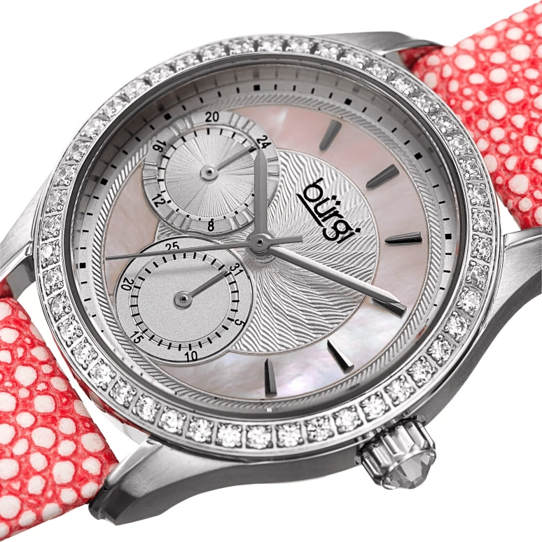 Burgi,Other 32mm,32mm,Stainless Steel,White,Silver,Quartz,Day,Sapphire,Hardlex,BUR160PK