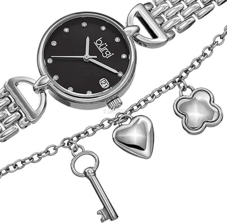 Burgi,Other 30mm,30mm,Composite,Silver,Quartz,Day,Hardlex,BUR172SSB