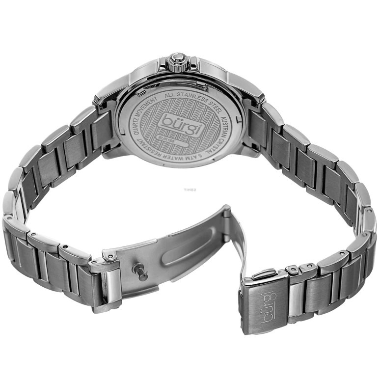 Burgi,Other 33mm,33mm,Stainless Steel,Black,Quartz,Day,Hardlex,BUR168SSB