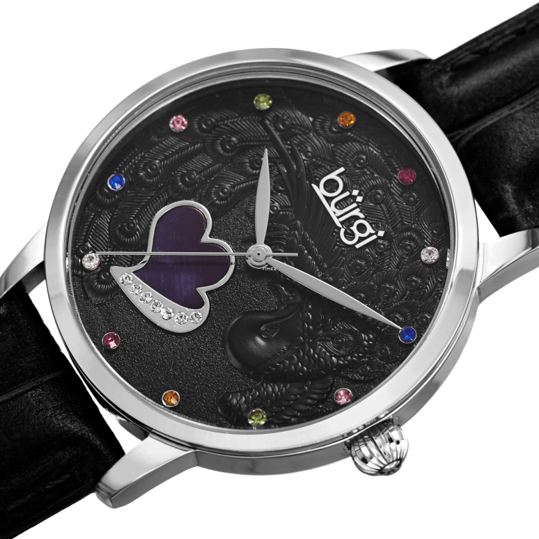 Burgi,Other 36mm,36mm,Stainless Steel,Black,Quartz,Hardlex,Round,BUR149BK