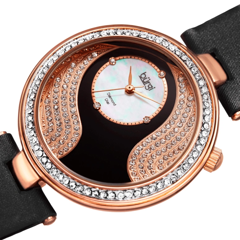 Burgi,Other 40x49mm,40x49mm,Composite,Black,Rose Gold,Quartz,Hardlex,Round,BUR155