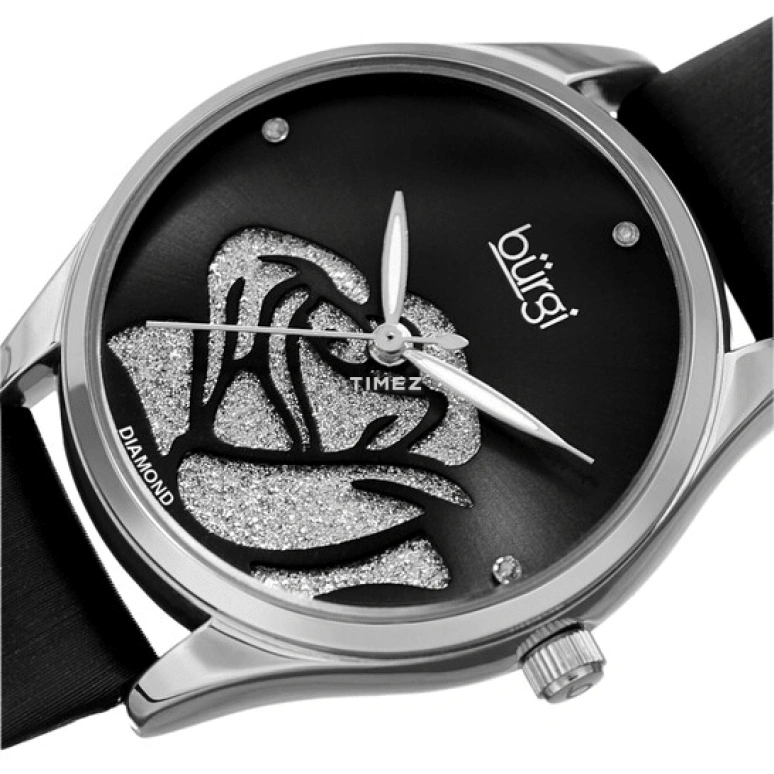 Burgi,Other 34mm,34mm,Composite,Black,Silver,Quartz,Hardlex,Round,BUR189SSBK