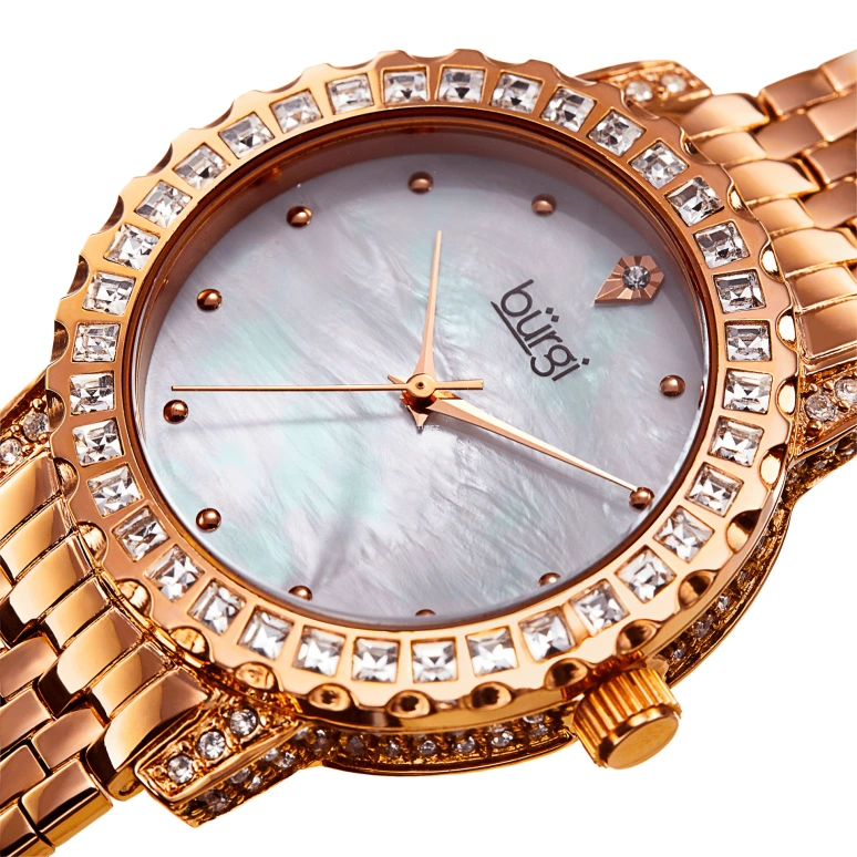 Burgi,Other 36mm,36mm,Brass,White,Quartz,Hardlex,Round,BUR176RG