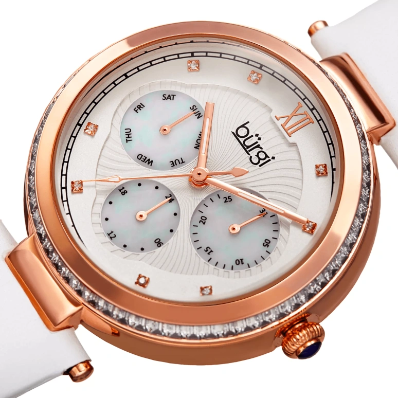 Burgi,Other 38mm,38mm,Composite,White,Rose Gold,Quartz,Date,Day,BUR182WT