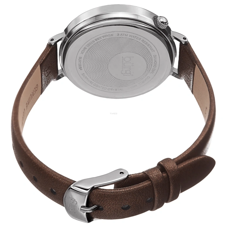 Burgi,Other 37mm,37mm,Composite,Brown,Silver White,Quartz,Hardlex,Round,BUR158BR